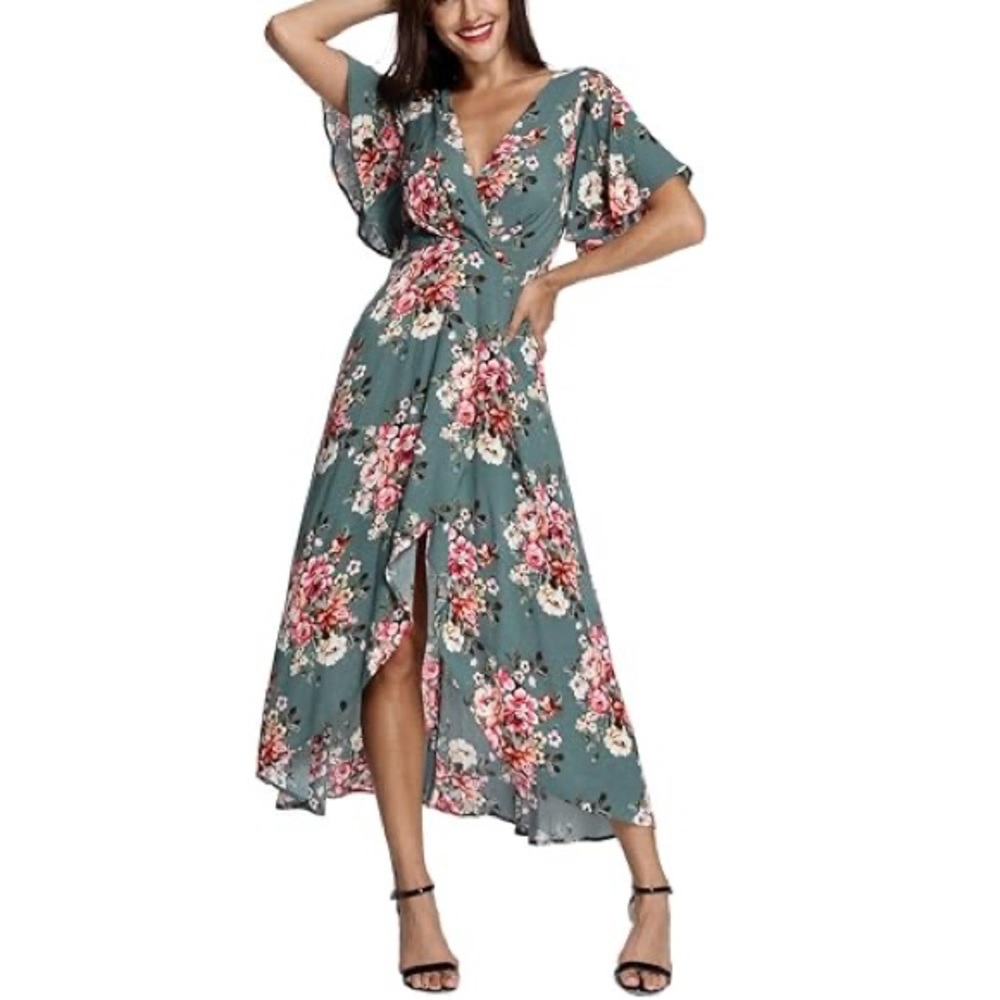 Floral Green Maxi Dress